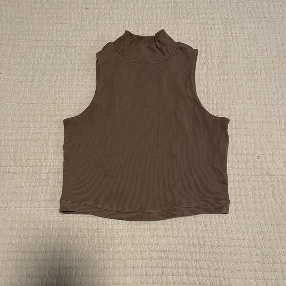 Everlane Ribbed Mock-neck Cropped Tank in Clay - Picture 2 of 6